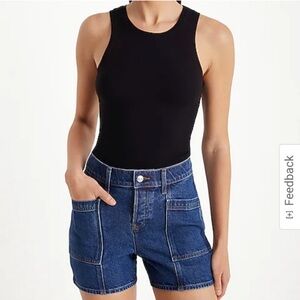 Express Mid Rise covered button fly denim shorts